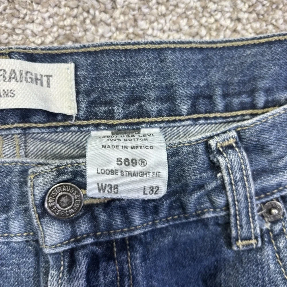 Levis 569 Jeans Mens 36x32 Blue Medium Wash Relaxed Straight Denim 005690675